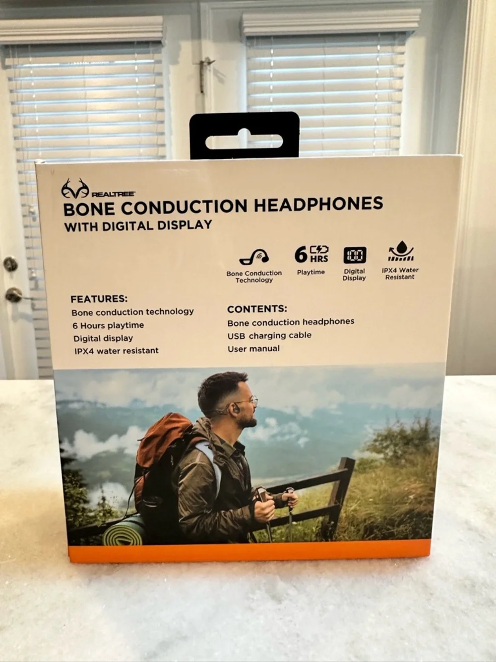 Real-Tree Tan Bone Conduction Headphones with Digital Display - NIB